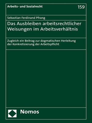 cover image of Das Ausbleiben arbeitsrechtlicher Weisungen im Arbeitsverhältnis
